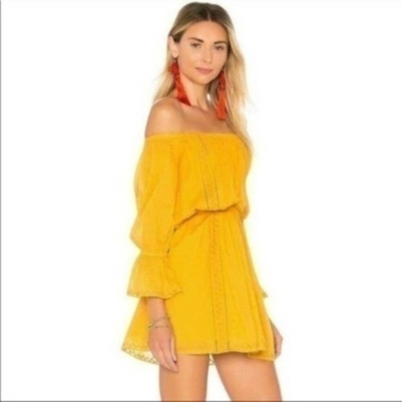 Tularosa Dresses & Skirts - Tularosa Luna Off The Shoulder Mini Dress in Ginger Yellow XS